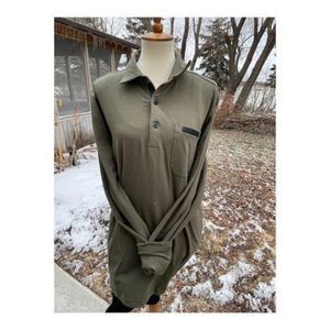 MPG Olive Shirt Casual Knit Stretch 1/4 button up